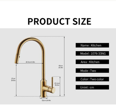 Black-Brushed Gold Pull Out Dual Mode Kitchen Faucet