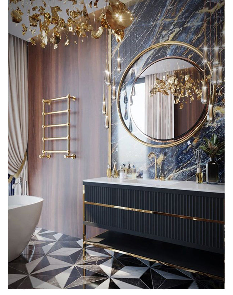VERONA-Navy Blue with Brushed Gold Trim Freestanding Bathroom Vanity Euro Design 30"