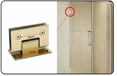Brushed Gold Shower Glass Door Hinges hardware for 10mm tempered glass door