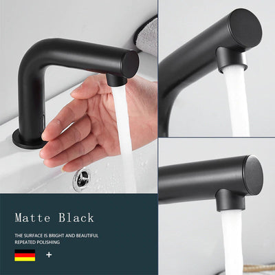 Black Matte Single Hole hot and cold bathroom Sensor Faucet kit