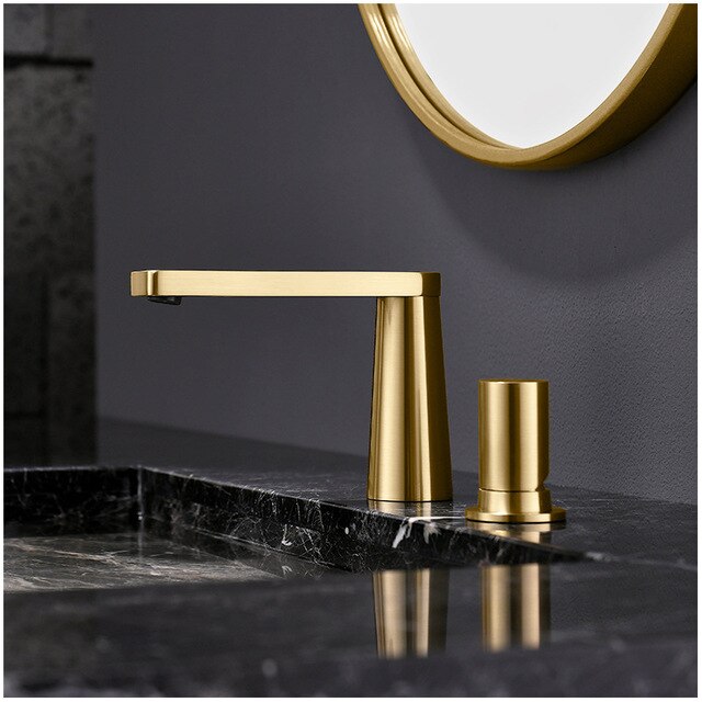 Brushed Gold - White  Modern Euro Bathroom Faucet