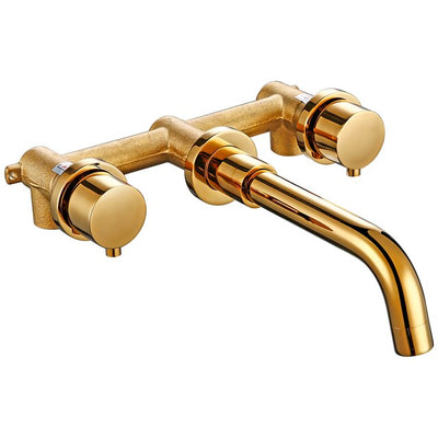 Gold Polished wallmounted bathroom faucet