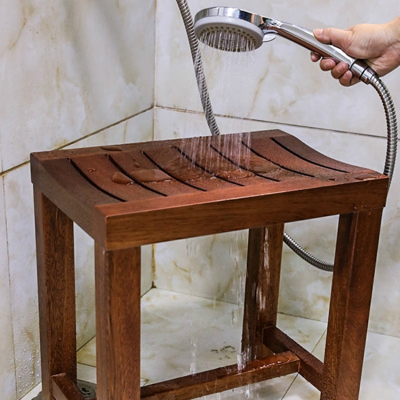 Teak wooden shower bench seat