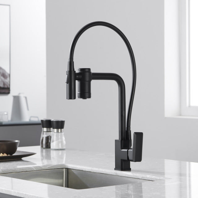 Matte Black Kitchen Sink Faucet Tap Pure Water Filter Mixer Crane Dual Handles Purification Kitchen Hot and Cold Faucet