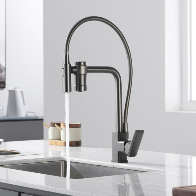 Matte Black Kitchen Sink Faucet Tap Pure Water Filter Mixer Crane Dual Handles Purification Kitchen Hot and Cold Faucet