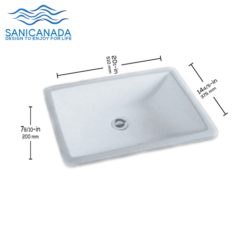 Rectangular Ceramic Undemount Bathroom Sink