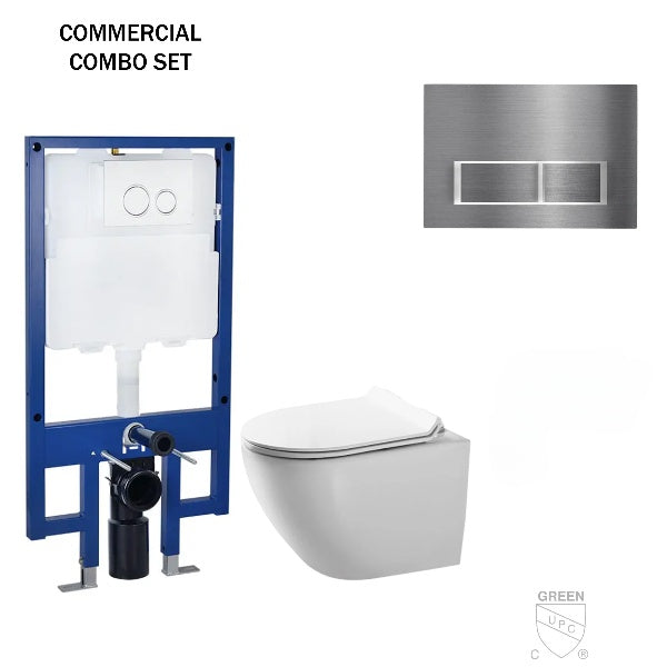 Combo set- Wall hung toilet Dual Flush, Cistern Tank Carrier , Bowl and Actuator Plate Completed Set