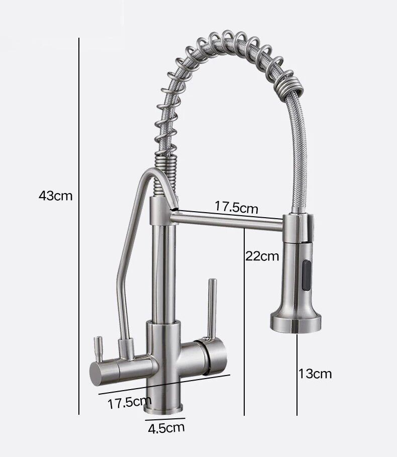 Chrome Smart Touch Less 2 in 1  Reverse Osmosis Water Filter and Kitchen Faucet