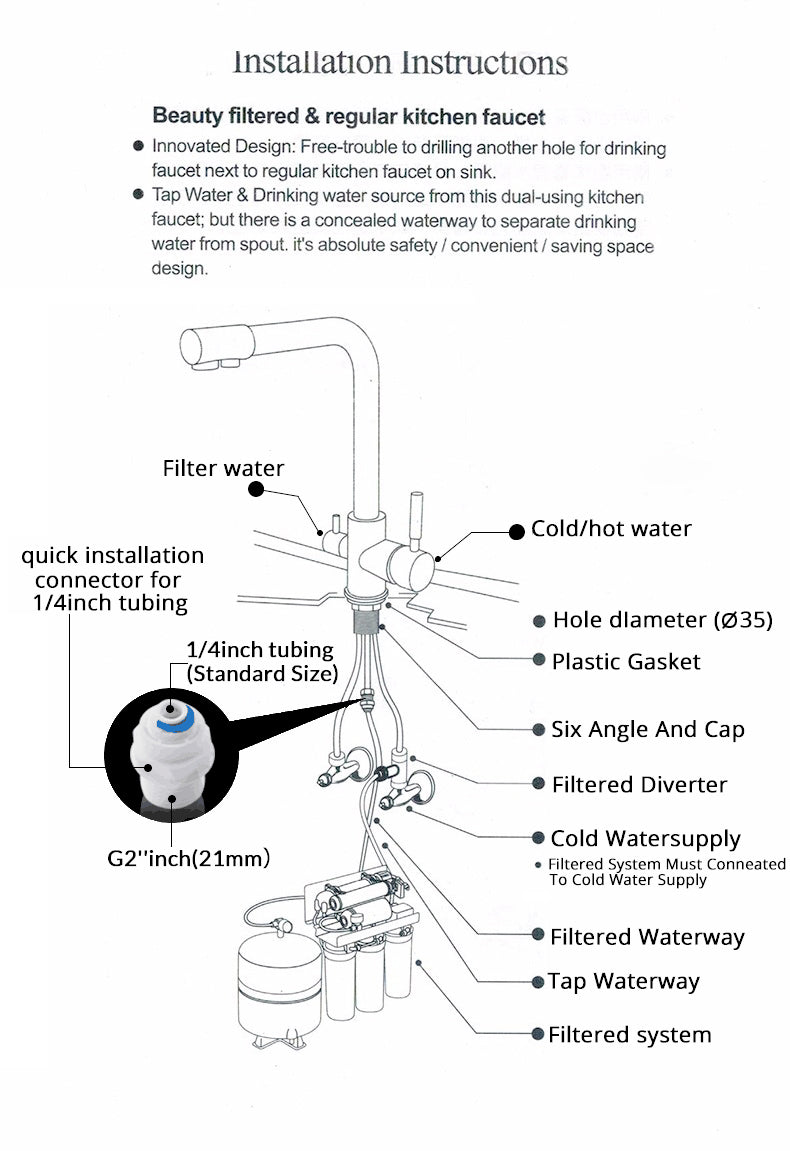 Santa Monica-2 Way Reverse Osmosis water filter and Pull Out Kitchen Faucet