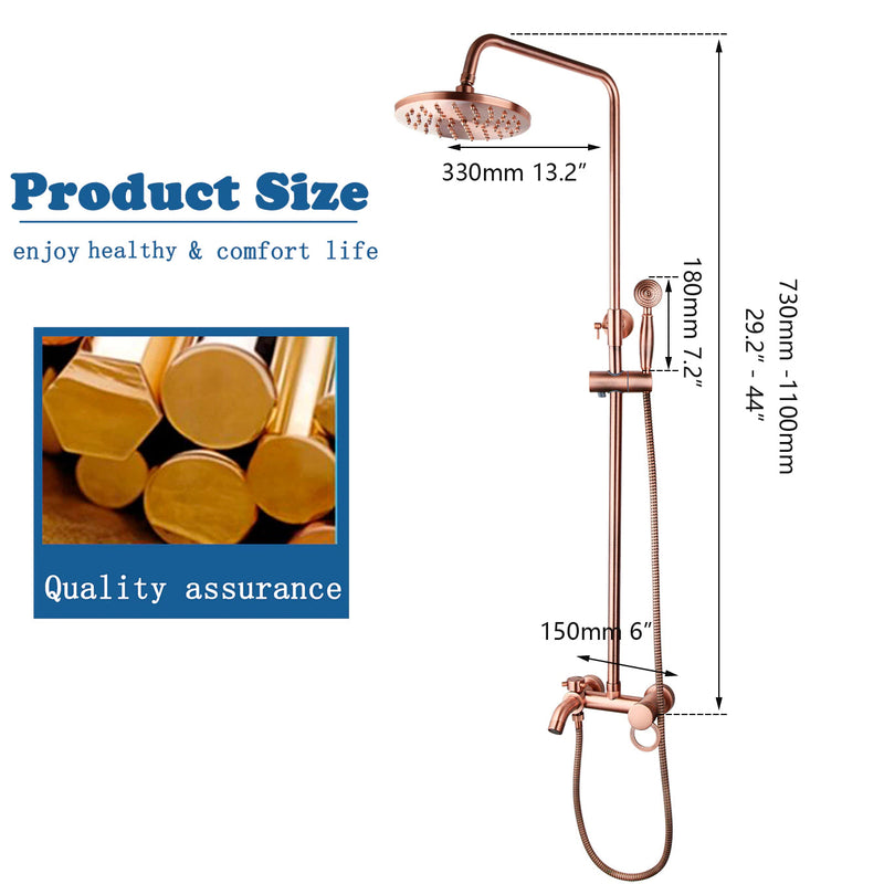 Copper Satin Exposed Shower System 3 way function