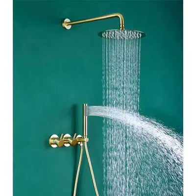 Brushed gold seperate 2 way function volume control shower system kit