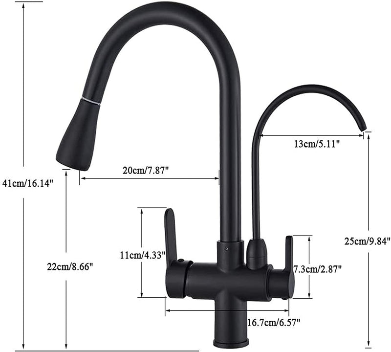 Black 2 way kitchen and cold water filter faucet