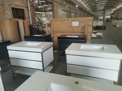 Paris Art Deco 1926 White Matte with brushed gold stainless steel framed and quartz top