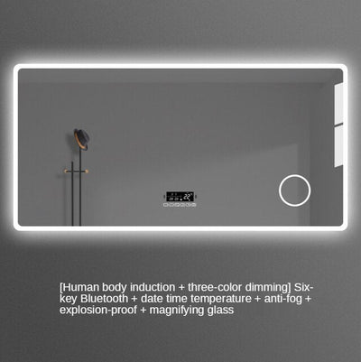 Placido-Bathroom Mirror Antifog Glass Led Smart Bathroom Mirror Touch Screen with Bluetooth LED Light