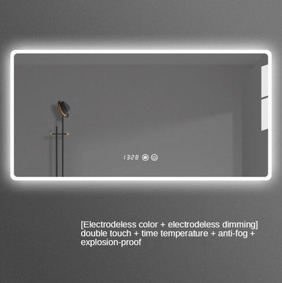 Placido-Bathroom Mirror Antifog Glass Led Smart Bathroom Mirror Touch Screen with Bluetooth LED Light