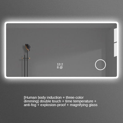 Placido-Bathroom Mirror Antifog Glass Led Smart Bathroom Mirror Touch Screen with Bluetooth LED Light