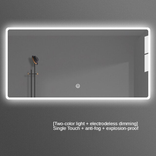 Placido-Bathroom Mirror Antifog Glass Led Smart Bathroom Mirror Touch Screen with Bluetooth LED Light