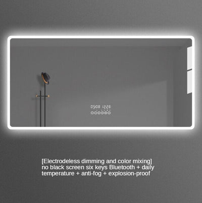 Placido-Bathroom Mirror Antifog Glass Led Smart Bathroom Mirror Touch Screen with Bluetooth LED Light