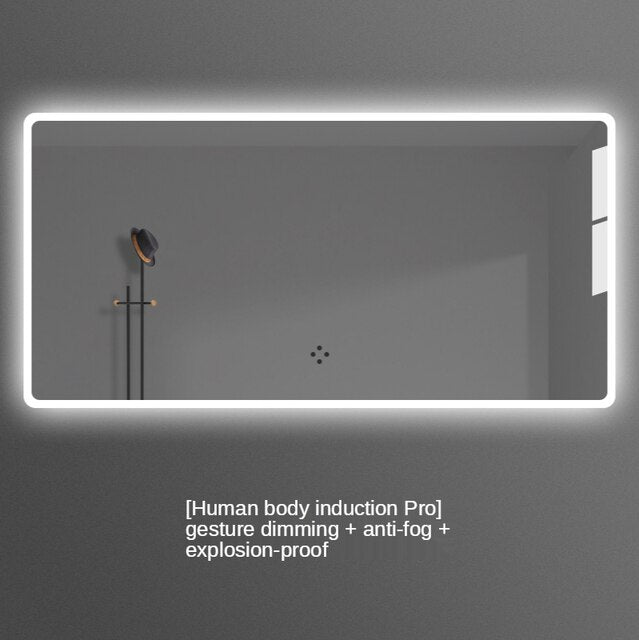 Placido-Bathroom Mirror Antifog Glass Led Smart Bathroom Mirror Touch Screen with Bluetooth LED Light