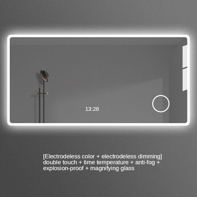 Placido-Bathroom Mirror Antifog Glass Led Smart Bathroom Mirror Touch Screen with Bluetooth LED Light