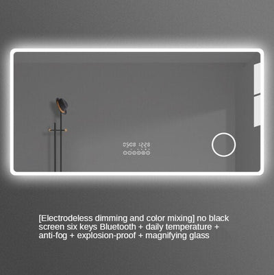 Placido-Bathroom Mirror Antifog Glass Led Smart Bathroom Mirror Touch Screen with Bluetooth LED Light