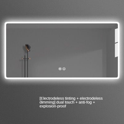 Placido-Bathroom Mirror Antifog Glass Led Smart Bathroom Mirror Touch Screen with Bluetooth LED Light