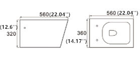 Modern Square Wall Mounted  Hung Toilet Bowl 8005