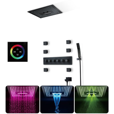 Black SPA Smart LCD Touch Control Display  LED Spa  Shower System with 23"x15"