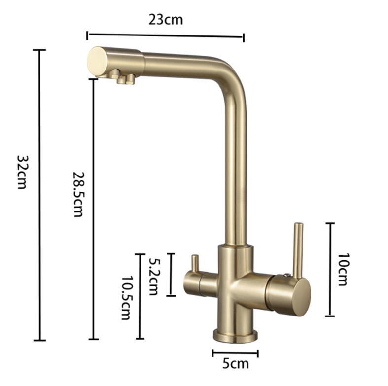 Brushed gold bar 2 way filter water and prep bar faucet