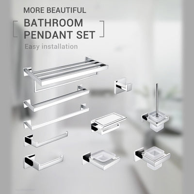 Chrome square bathroom accessories