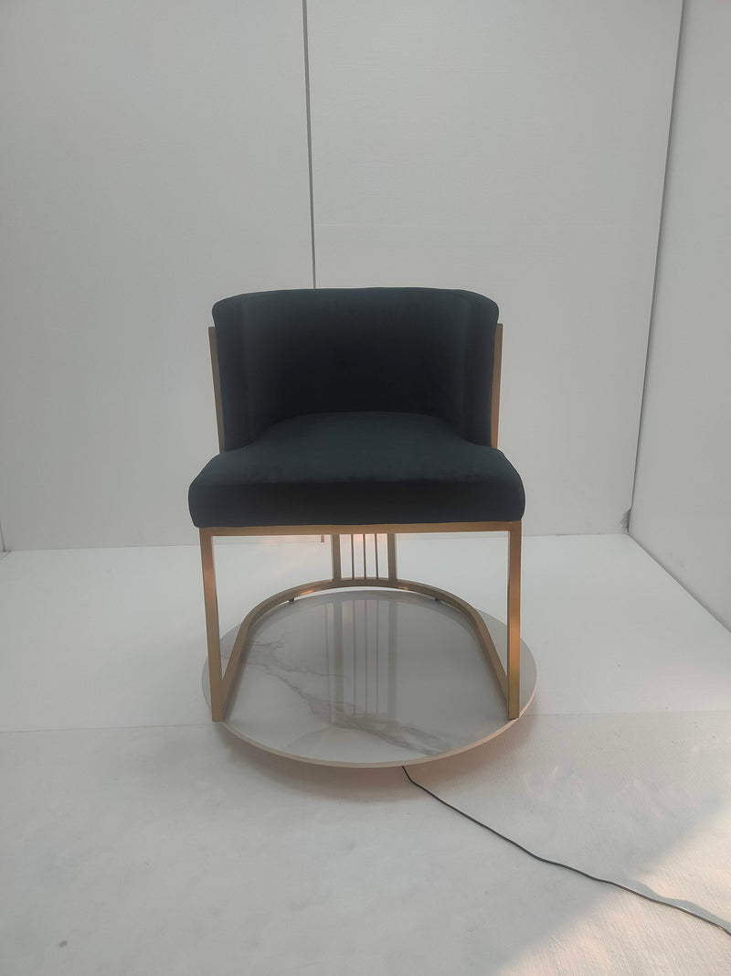 BELLA - BLACK VELVET WITH BRUSHED GOLD STEEL FRAMED CHAIR