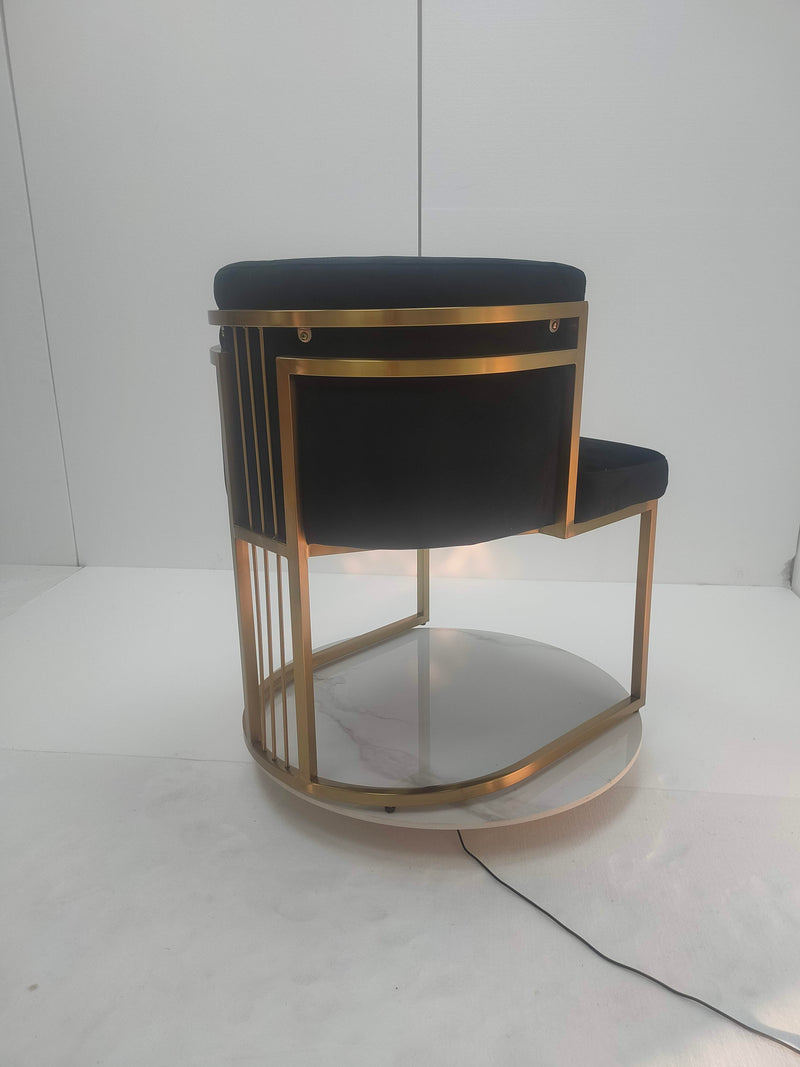 BELLA - BLACK VELVET WITH BRUSHED GOLD STEEL FRAMED CHAIR