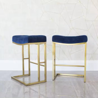 Emma- Blue with brushed gold stool kitchen bar seat