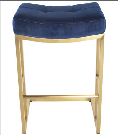 Emma- Blue with brushed gold stool kitchen bar seat