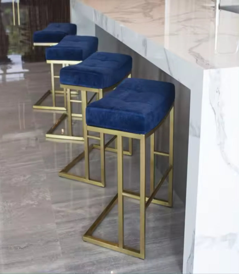 EMMA- Blue with brushed gold Stool Kitchen Chair Bar