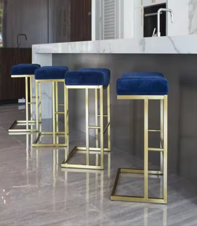 Emma- Blue with brushed gold stool kitchen bar seat