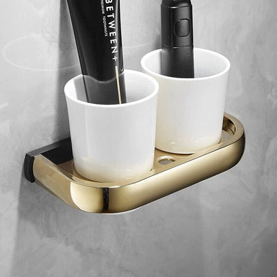 Gold with Black Bathroom Accessories