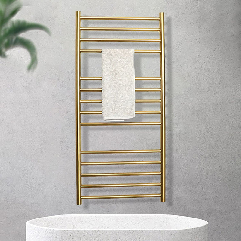 Brushed gold electric hardwire towel warmer CSA size 24"x42"