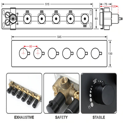 Black ceiling Bluetooth music 24"x15" rain ,waterfall, mist LED SPA completed shower system kit