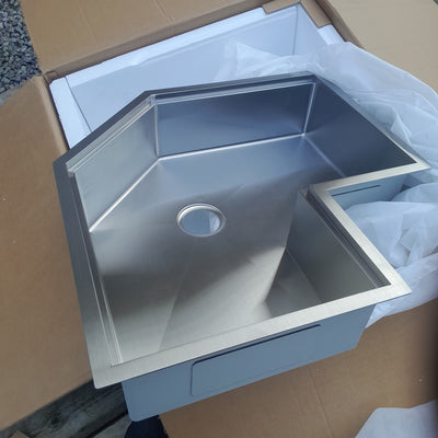 Corner Workstation Undermount -Custom made  30-inch 304 stainless steel 16 gauge