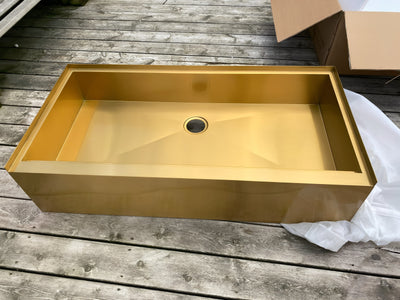 Dog Stainless Steel Brushed Brass Gold bath tub mudroom washing station 16 gauge commercial grade stainless steel