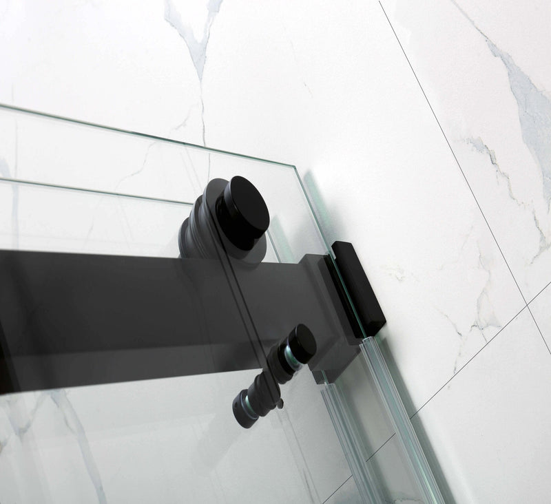 Chrome or Matte Black Model DS01 size 60" x 76 Frameless Slide 2 Door Sides Open Tempered Glass Shower With Towel bar 10mm-3/8