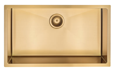 Brushed Gold Undermount 16 Gauge Commercial Grade Kitchen Sink Single Bowl 304 Stainless Steel with Nano Coated Technology