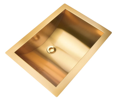 Commercial grade 16 gauge-Brushed Gold -Matte Black  Rectangular Stainless Steel Undermount Bathroom sink