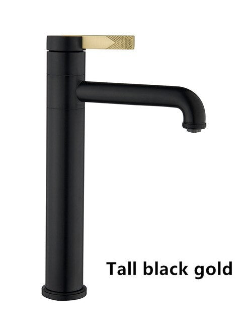 Brushed Gold with Black Tall and short bathroom faucets