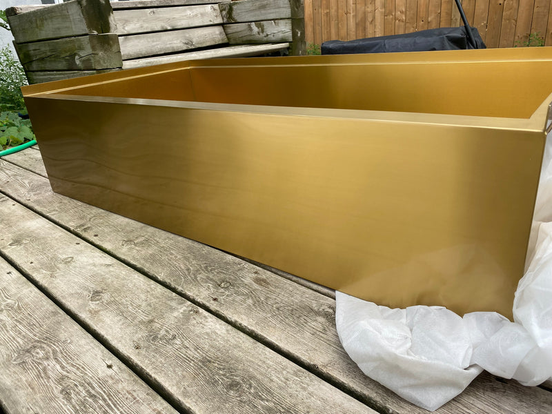 Dog Stainless Steel Brushed Brass Gold bath tub mudroom washing station 16 gauge commercial grade stainless steel