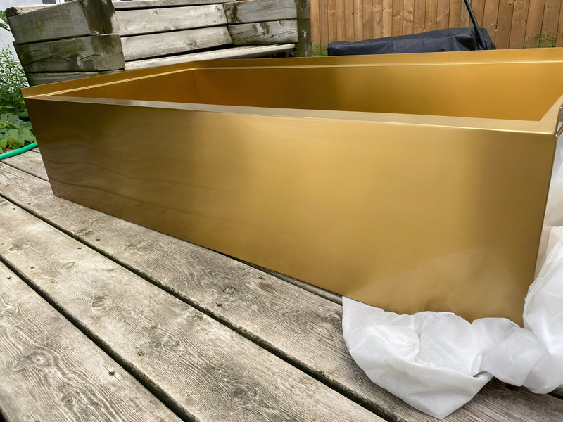 Dog Stainless Steel Brushed Brass Gold bath tub mudroom washing station 16 gauge commercial grade stainless steel