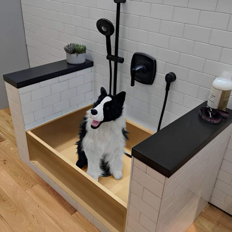 Dog Stainless Steel Brushed Brass Gold bath tub mudroom washing station 16 gauge commercial grade stainless steel