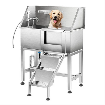 Dog Pet bathtub spa commercial grade stainless Steel Pet Dog Cat Bathing Wash Shower Grooming Bath Tub W/Stairs