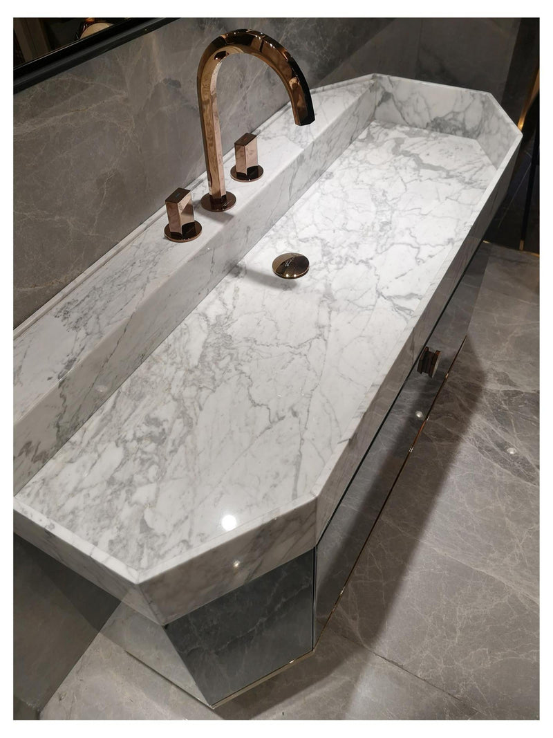 FINLAND-Grey Gun Gloss/Rose gold trim metal with Marble intergratred sink